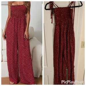 Red polka-dot jumpsuit